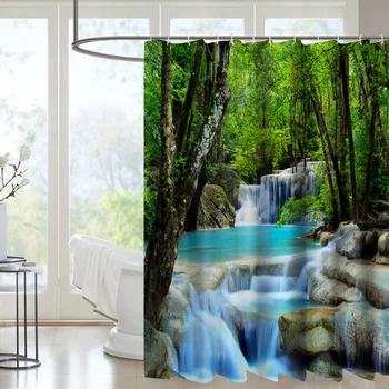 

Grey Shower Curtain Clear Bathroom Waterproof Shower Curtain Leaves Nature Washable Tende Per Doccia Bathroom Decor BA60