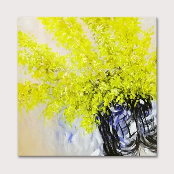 

Mintura Wall Picture for Living Room Oil Paintings on Canvas Hand Painted Two Bottles of Yellow Flowers Home Decor Art No Framed