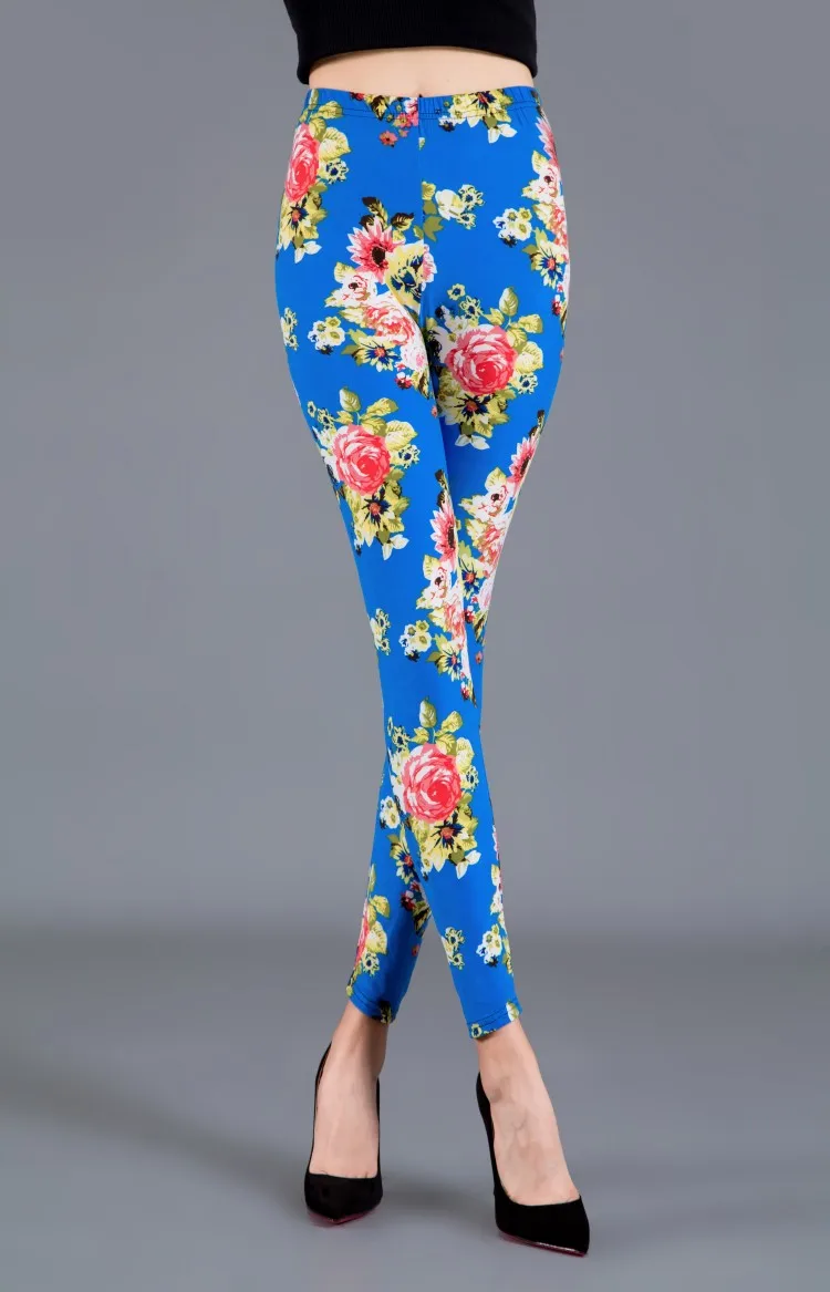 Women Floral Printed Exercise Colorful Peony flower Female Elastic Leggins High Waist Pants Push Up Trousers Fitness Leggings nvgtn leggings Leggings