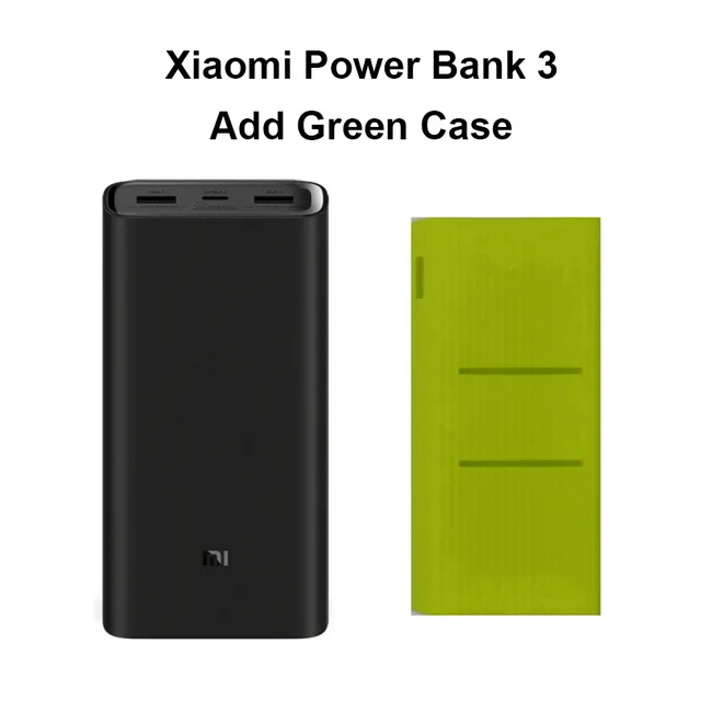 Xiao mi power Bank 3 mi power Bank 20000 мАч Pro PLM07ZM с тройным выходом USB USB-C 45 Вт двустороннее быстрое зарядное устройство - Цвет: Add Green Case