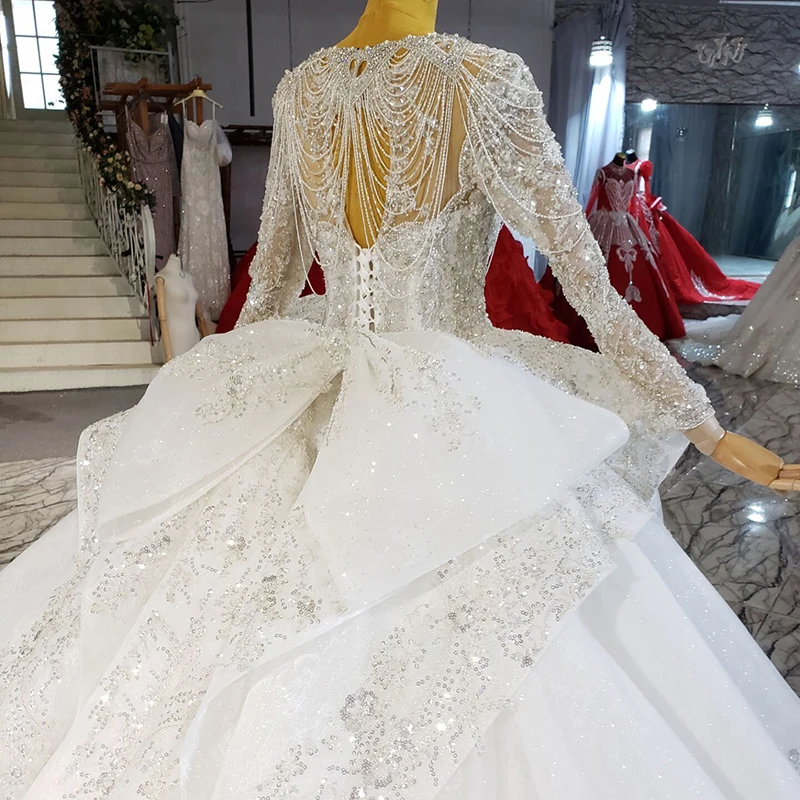HTL2282 Luxury Dubai Wedding Dress Vintage Bride Civil Long Sleeve Wedding Dress Plus Size Vestido De Novia Tallas Grande 2021 6
