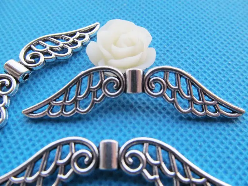 

50pcs 12mmx52mm Antique Silver tone/Antique Bronze Hollow Angel Wing Spacer Beads Connector Pendant Charm/Finding