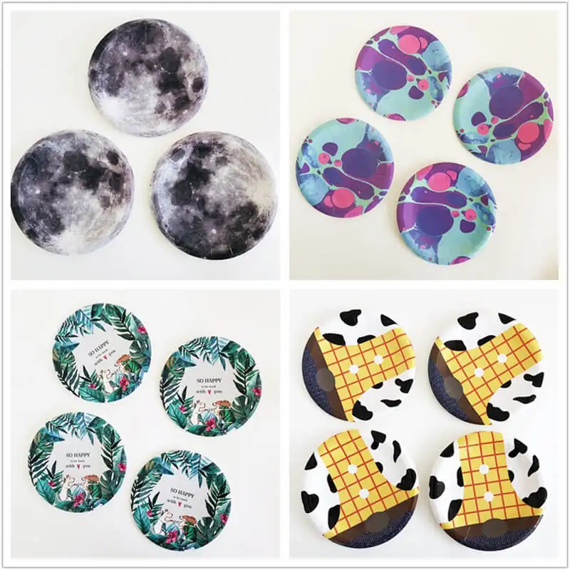 

Paper Party Outdoor Tableware Grey Moon Children's Party Jungle Party Cattle Cutlery Plate Starry Sky Disposable Party Tableware