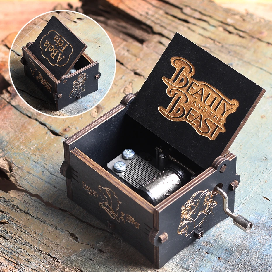 

Wooden Hand Crank Music Box Beauty and Beast Star Wars Game Of Thrones Pokemon Queen Love Mom Theme Music Box Christmas Gift