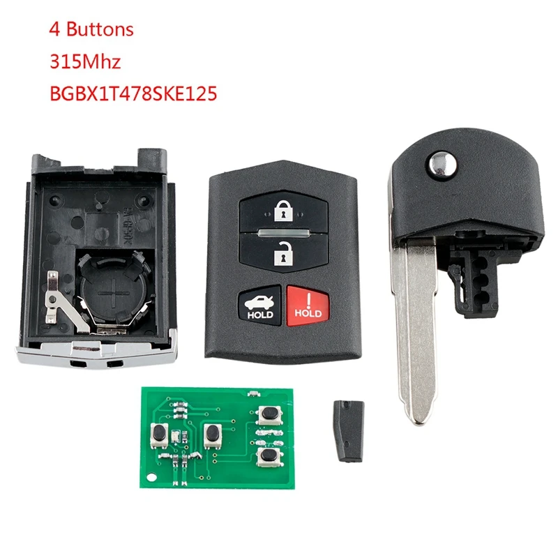 Интеллектуальный Автомобильный ключ дистанционного управления 4 кнопки, автомобильные аксессуары, брелок, пригодный для Mazda 3 2010 2011 2012 2013 315 МГц Bgbx1T478Ske125