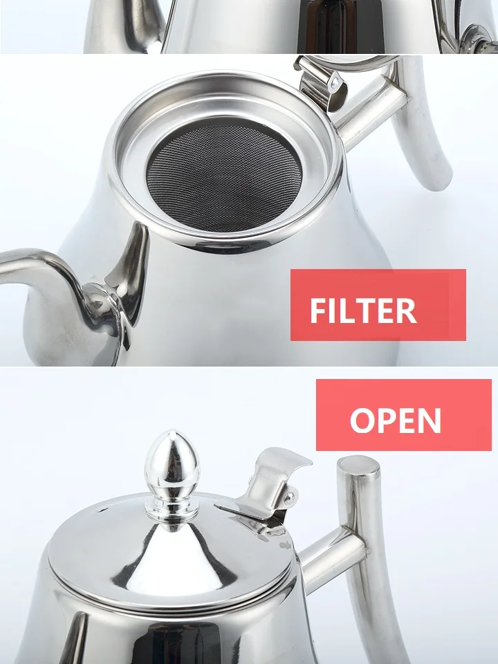 Kash чайник из нержавеющей стали, чайник с фильтром, для ресторана, бытовой индукционный чайник, чайник с длинным горлышком