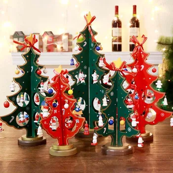 

Creative DIY Wooden Christmas Tree Ornament Merry Christmas Decoration for Home Xmas Tree Table Decoration Navidad 2020 New Year