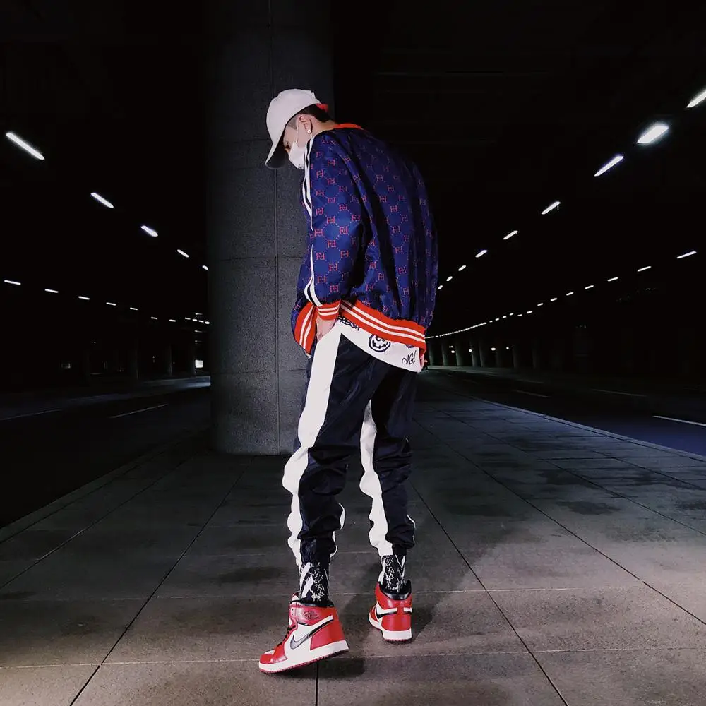 

New Autumn Side Stripe Patchwork Bottom-tied Sweatpants Men Joggers Sweatpants Casual Hip Hop Streetwear Elastic Waist Trousers