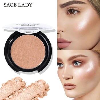 

SACE LADY Highlighter Powder Face Iluminator Makeup Professional Glitter Palette Make Up Glow Kit Brighten Cosmetic 6 Colors