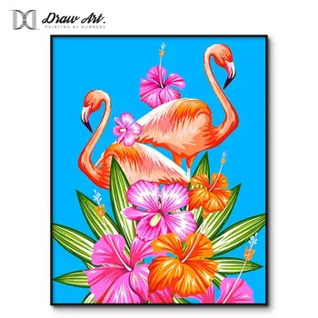 

Flamingo Framed DIY Painting By Numbers for Adults Pictures By Numbers On Canvas Animals Home Decoration
