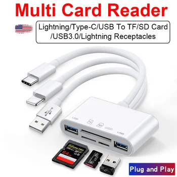 

5 in 1 Multifunction Micro SD Card Readers Flash Drive Camera To Type-C Lightning USB Adapter for iphone ipad Macbook Laptop