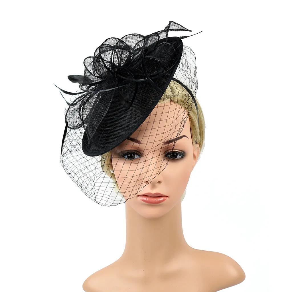 Handmade Women Hair Polyester Clip Wedding Casual girl Fascinator Large Hat Headpieces hair bands 35X35cm
