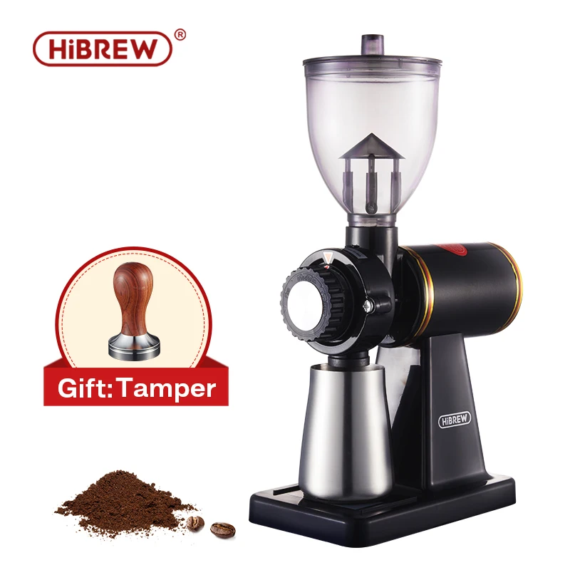 HiBREW-molinillo de café eléctrico para Espresso o café por goteo americano, 8 ajustes, rebaba plana duradera, carcasa de fundición a presión G1