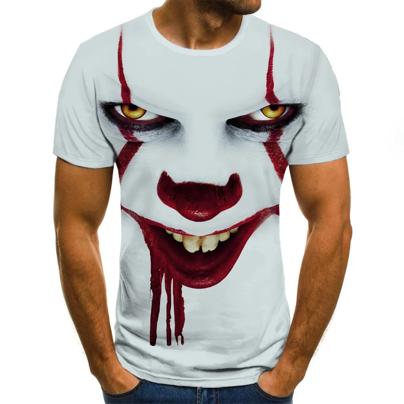 

2020 new Tshirt Men Sketch the clown Sport Hip Hop Short-sleeved Joker Face Sweat-absorbent Thin Section joke tops