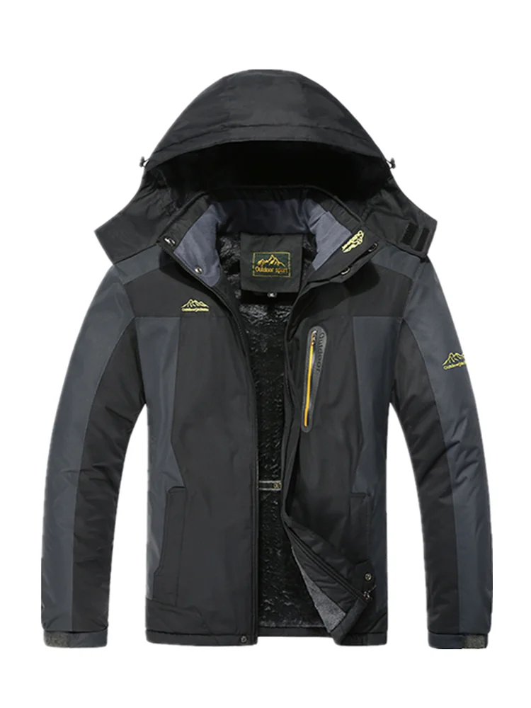 

Outdoor Jackets Men Plus Velvet Thicken Winter Warm Cotton Coat Women Windproof Waterproof Middle Age Large Size Cold Jacket