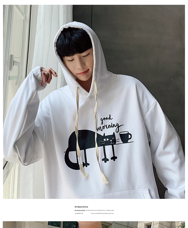 UYUK новая осенне-зимняя трендовая японская Повседневная Свободная модная утолщенная мужская толстовка с мультяшным принтом Harajuku Хип-хоп Masculino