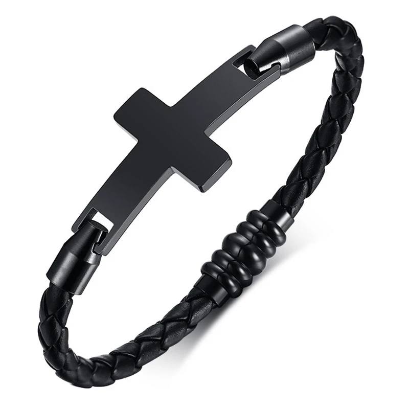 Pulsera cuero con de acero inoxidable para hombre, pulseras artesanales trenzadas - Joyería y accesorios