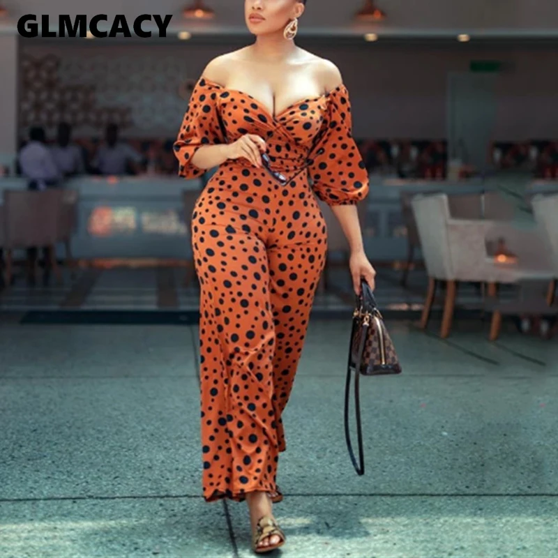 Women Off Shoulder Long Sleeve Wide Leg Leopard Printed Wide Leg Jumpsuit Sexy & Club Chic Plus Size Jumpsuits Women Off Shoulder Long Sleeve Wide Leg Leopard Printed Wide Leg Jumpsuit Sexy & Club Chic Plus Size Jumpsuits