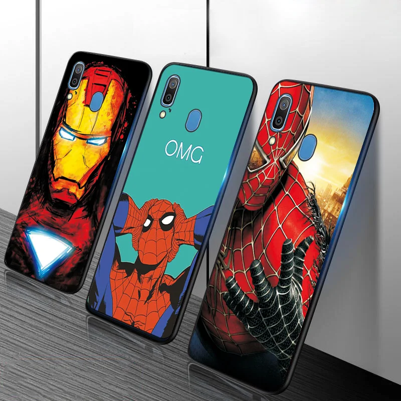 Для samsung A10 A20 A40 A50 A30S A40S A20E чехол для телефона A2 Core для samsung M10 чехол на Мстители Человек-паук черный чехол из ТПУ
