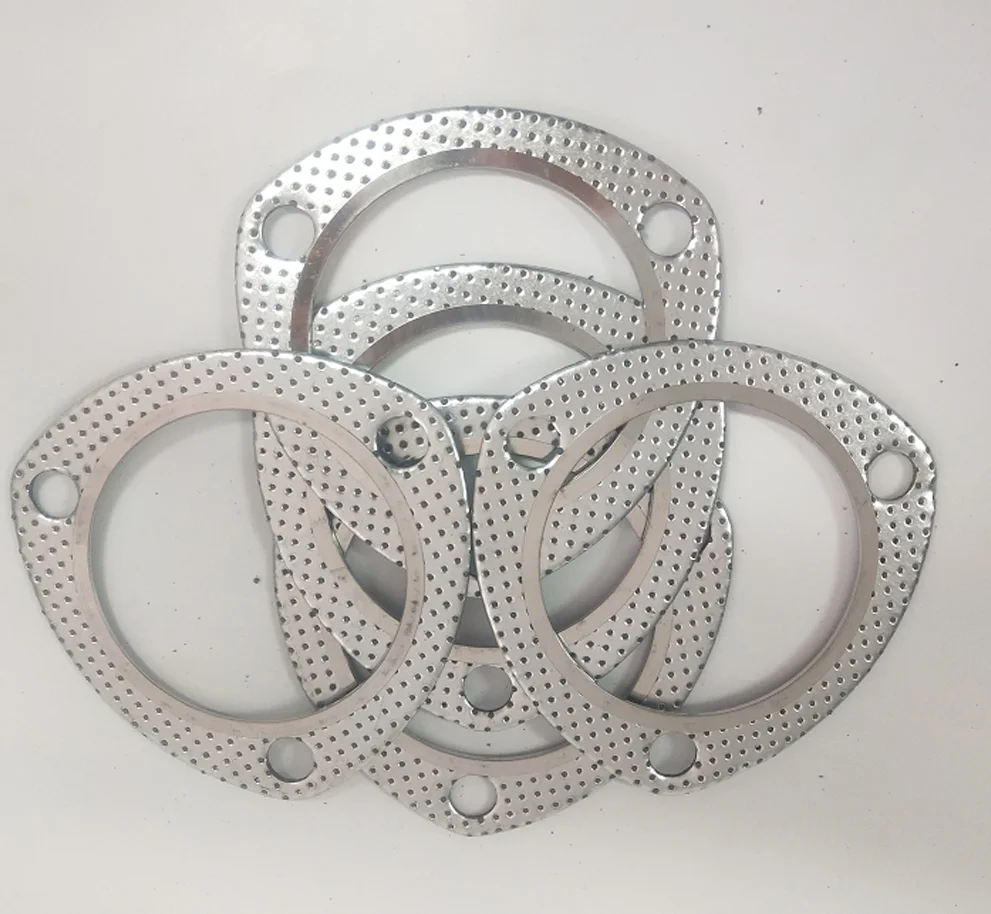 5Pcs Reinforced 2.5" 3" Bolt Exhaust Header Flange Gasket Downpipe 3" 78mm W/Fire Ring
