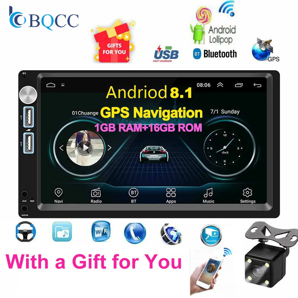 

Car Radio Android 8.1 Autoradio 2din MP5 GPS Stereo Receiver 2 Din Audio Mirror Link Wifi Rear Camera