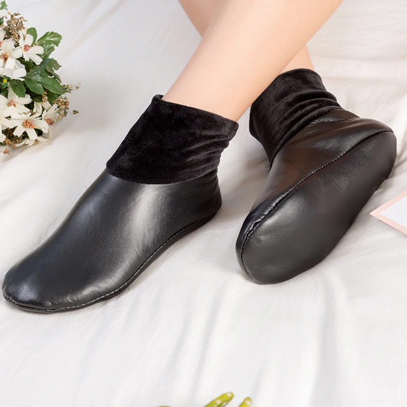 Calcetines de piel sintética antideslizantes para adultos, de interior gruesas, alfombra polar, cálidos, Otoño/Invierno - AliExpress