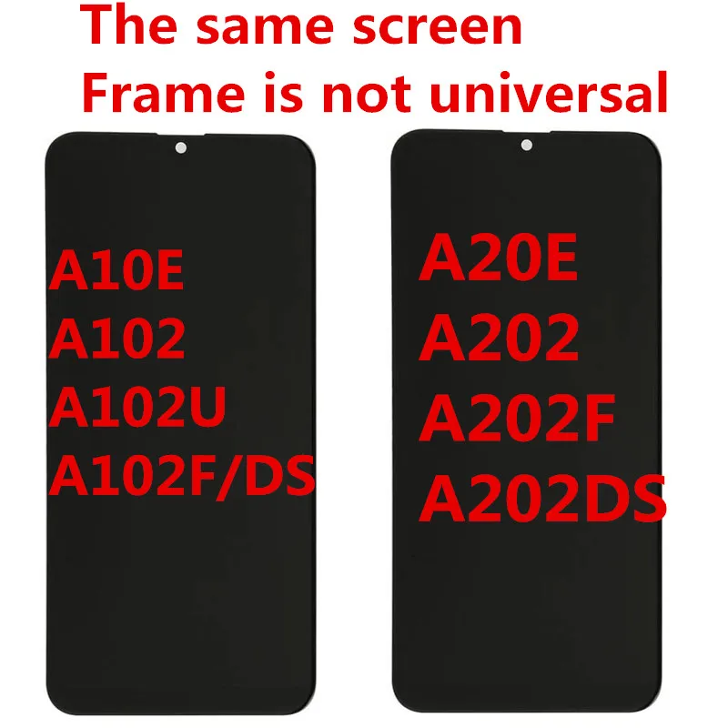 

For Samsung Galaxy A10E A102 SM-A102U SM-A102F/DS LCD Display Touch Screen Digitizer Assembly With Frame A20E A202 A202F A202DS