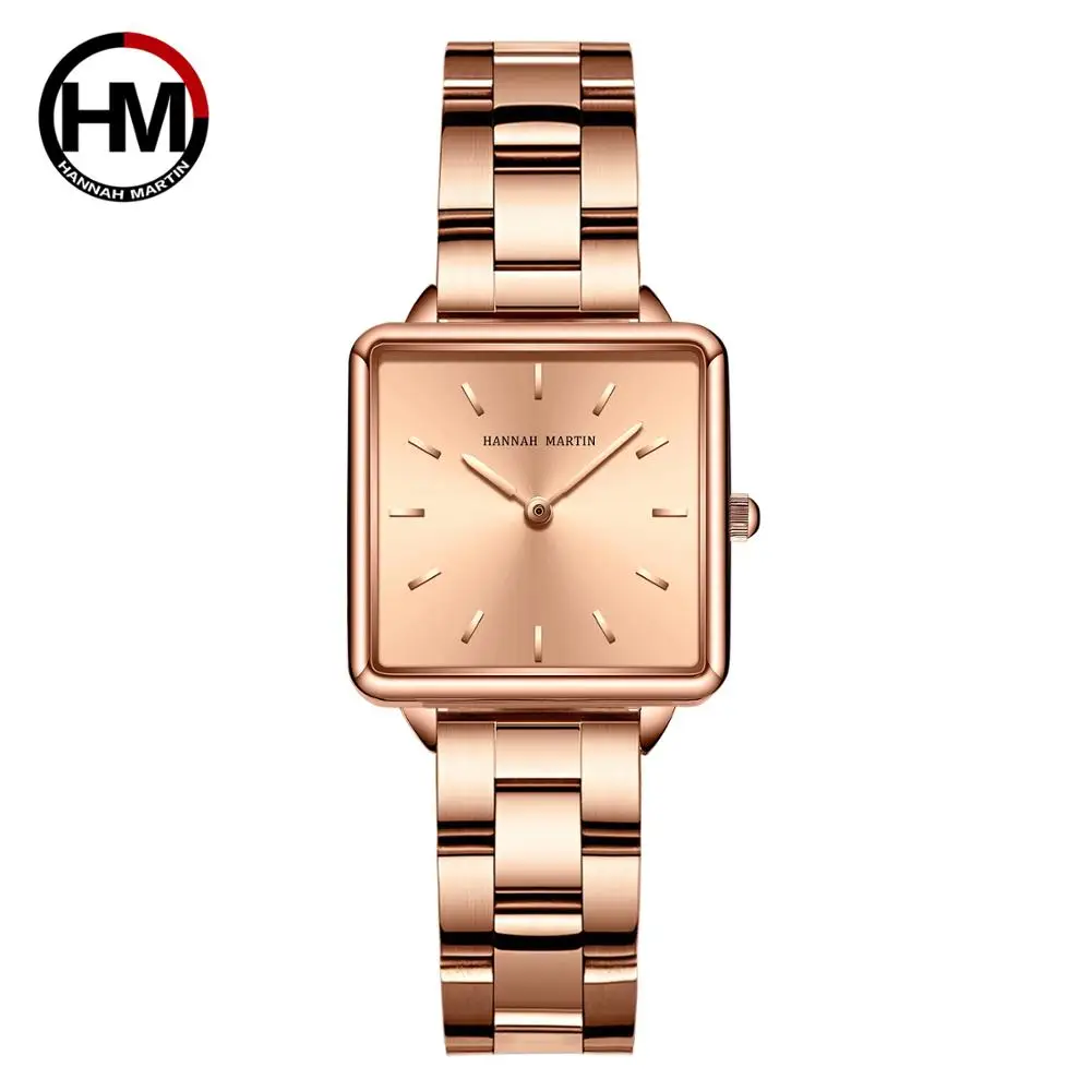 Simple Design New Style Band Japan Quartz Rose Gold Fashion Casual Brand Free Shipping Wristwatch Lady Square Watches For Women 7