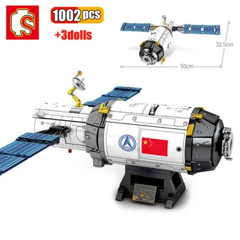 

SEMBO 1002Pcs Chinese Aerospace Manned Space Experiment Platform Technology Creative Assembled Building Block Educational Toys