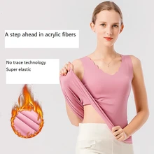 B7 Женское зимнее теплое нижнее белье тонкий бархат термо майка жилет леди бесшовные размера плюс эластичный без рукавов топы футболки