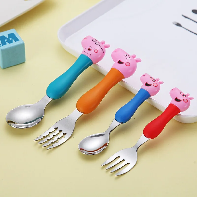 

Peppa Pig birthday Tableware Spoon Cross Fork Soup Spoon Set Dining Lunch George Action Figures Toys for Children Gifts P40
