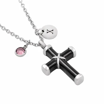 

IJMD0026 Funeral Keepsake Cremation Ash Container, Classic Design Stainless Steel Cross Urn Pendant Cremation Jewelry for Men