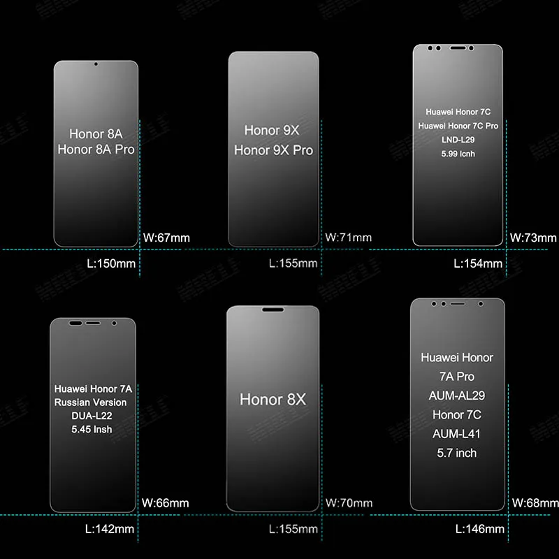 Закаленное стекло для huawei Honor 8X 7A 7C 9X 8A Pro Защита экрана Защитная безопасность на