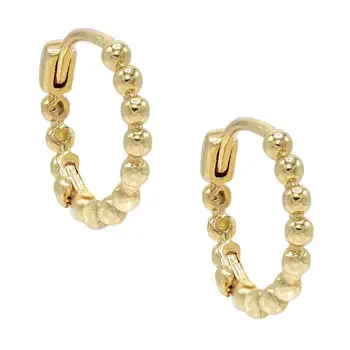 

LOZRUNVE Turkish Silver Gold Jewelry 925 Silver Beads Pebbles Huggies Earring