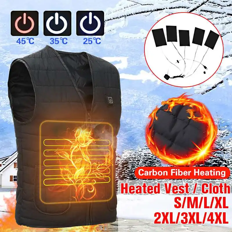 S-4XL, моющийся, для улицы, USB, электрический, с подогревом, жилеты для мужчин и женщин, куртка, зимняя, теплая, ткань, для пеших прогулок, мотоциклетный жилет