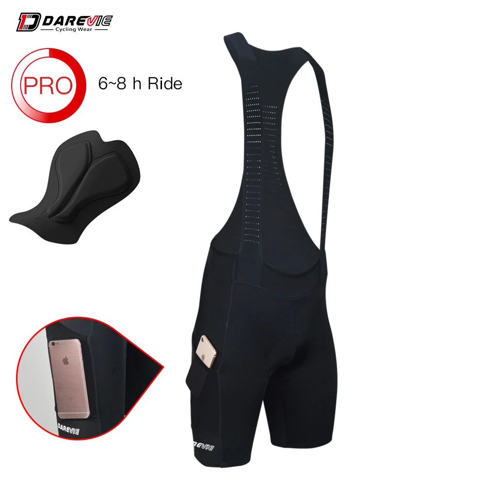DAREVIE Cycling Bib Shorts Pocket Shockproof Thin Pad Cycling Bib Shorts High Quality Pro Race Bike Bib Shorts Men 6 Hour Riding