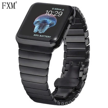 

Butterfly Buckle strap for Apple Watch Band 42mm 38mm Link Bracelet Stainless Steel correa Wrist Belt Iwatch 3 4 5 2 44mm 40mm