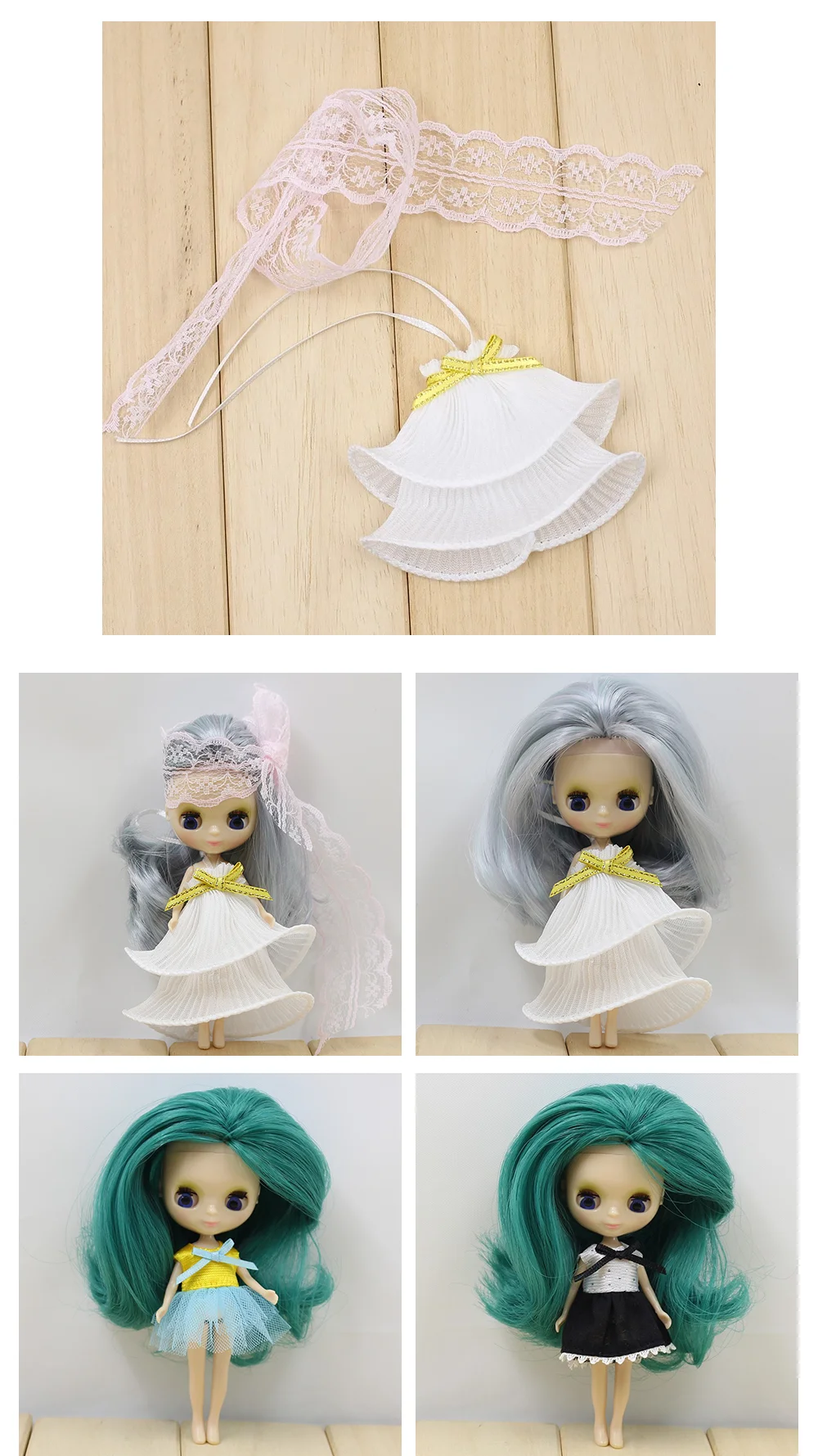 Petite Blythe Doll White Dress with Headband 1
