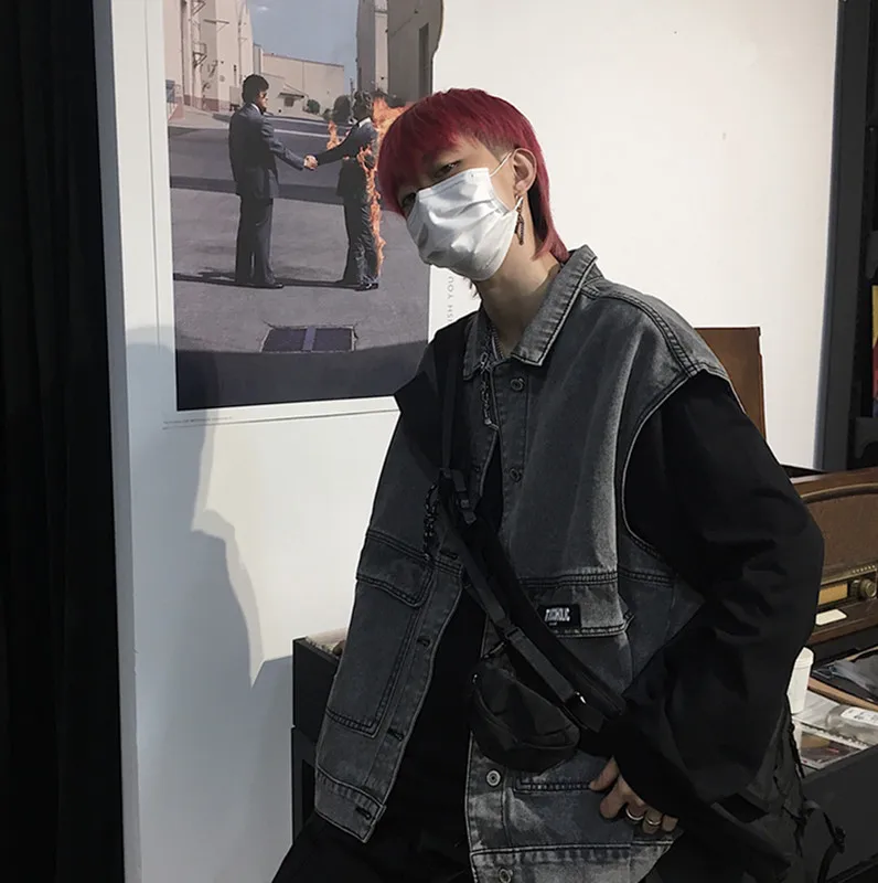 Neploe/Осенняя новая уличная одежда в стиле Harajuku, повседневный Свободный жилет в стиле ретро, верхняя одежда для влюбленных, корейский однотонный топ на бретельках с одной грудью, 47029