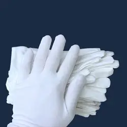 Белые рабочие хлопковые перчатки впитывают пот, противоскользящие удобные рабочие защитные перчатки 1 пара цена 12 пар Доставка