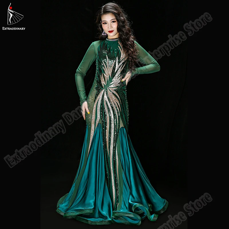 Oosterse Jurk Lange Mouw Kostuums Vrouwen Buikdans Rok Pailletten Lange Sexy Outfits Carnaval Elegante Kleding Oosterse Jurk Lange Mouw Kostuums Vrouwen Buikdans Rok Pailletten Lange Sexy Outfits Carnaval Elegante Kleding