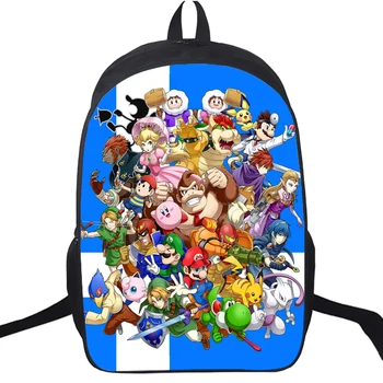 

Super Mairo Smash Bros Backpack for Teenage Girls Boys Link Travel Bags Lsabelle Kirby Student School Book Bags