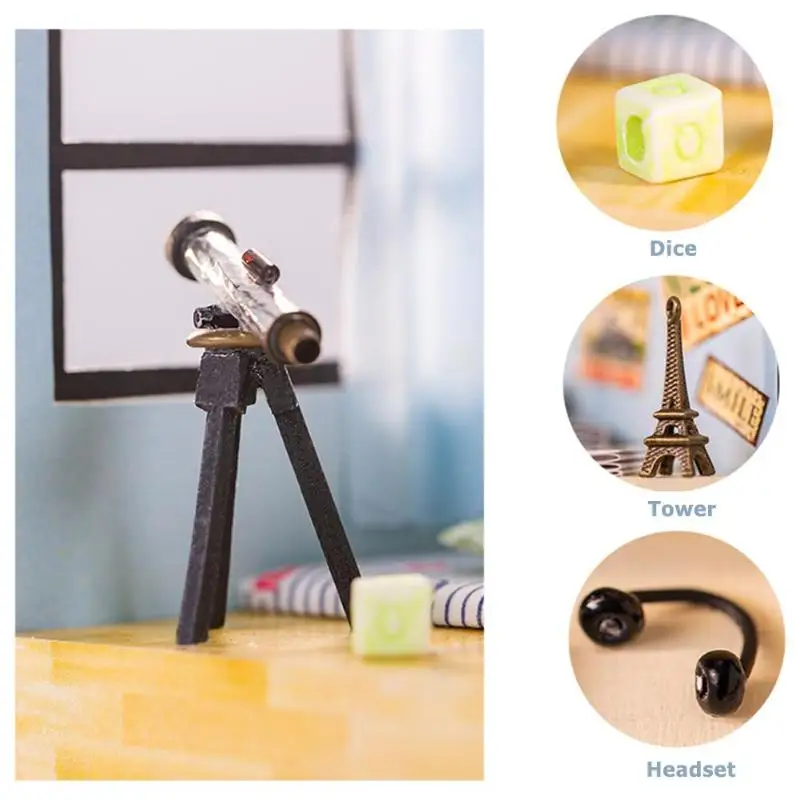 DIY деревянный кукольный дом дети ремесло DIY Дом с компьютером модель с телескопом миниатюрная мебель куклы для кукольного домика аксессуары