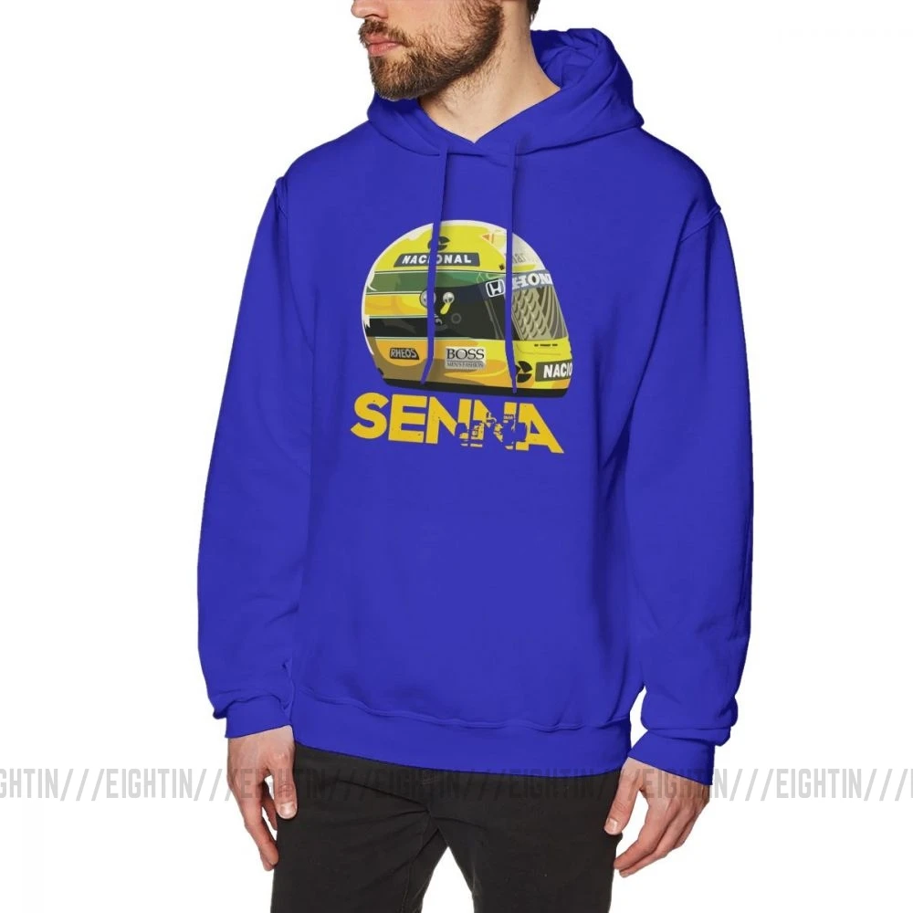 Ayrton Senna шлем гоночная Толстовка Мужская хип-хоп толстовка рубашка очищенный хлопок Толстовка с принтом - Цвет: Синий