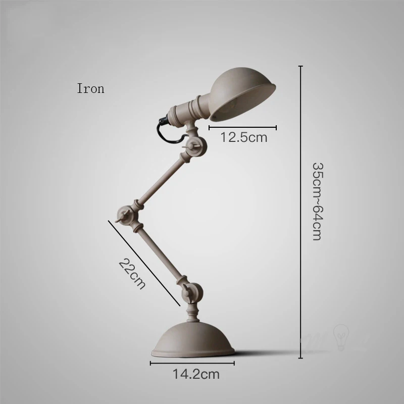 Настольная лампа В индустриальном стиле, винтажная железная лампа, вращающаяся Роботизированная Настольная лампа для спальни, кабинета, чтения, настольные лампы, украшения