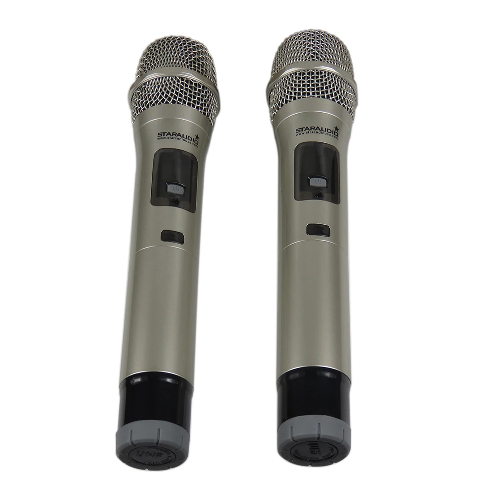 STARAUDIO Профессиональный Двухканальный UHF Ручной беспроводной микрофон 2CH ИК микрофон для сцены вечерние KTV церковный клуб SMU-0218A