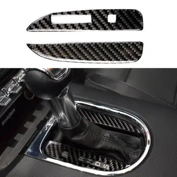 

2pcs Carbon Fiber Central Control Gears Shift Lever Panel Decorative Frame Cover Trim Stickers For Ford Mustang 2015 2016 2017