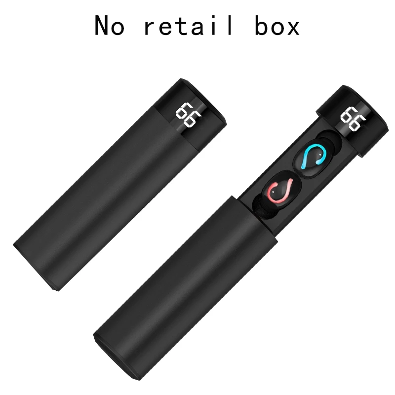 Black Q67 TWS HBQ Bluetooth 5.0 Wireless Earphone TWS Sport Headphones Handsfree Earbuds Headset Earbud Earphones Case for phone Q32 - Color: Black