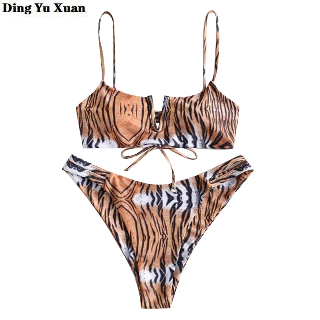 tiger print bikini set