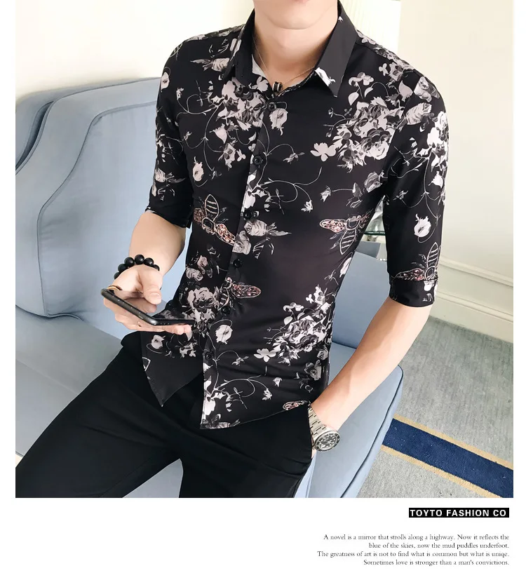 Брендовая рубашка с принтом, мужская рубашка с коротким рукавом, Camisa Masculina, повседневная Облегающая рубашка, летняя уличная одежда, новые мужские Клубные рубашки Social Camisas
